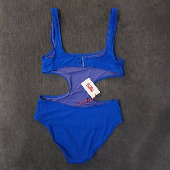 Solid And Striped Blue Crinkle Rib Azure Sarah One Piece Swimsuit Size Medium - Picture 8 of 16